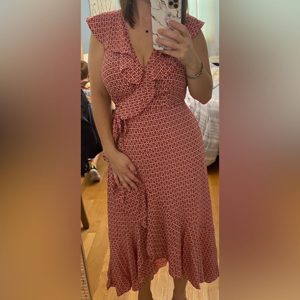 Max Studio Pink Asymmetrical Flutter Sleeve Dress